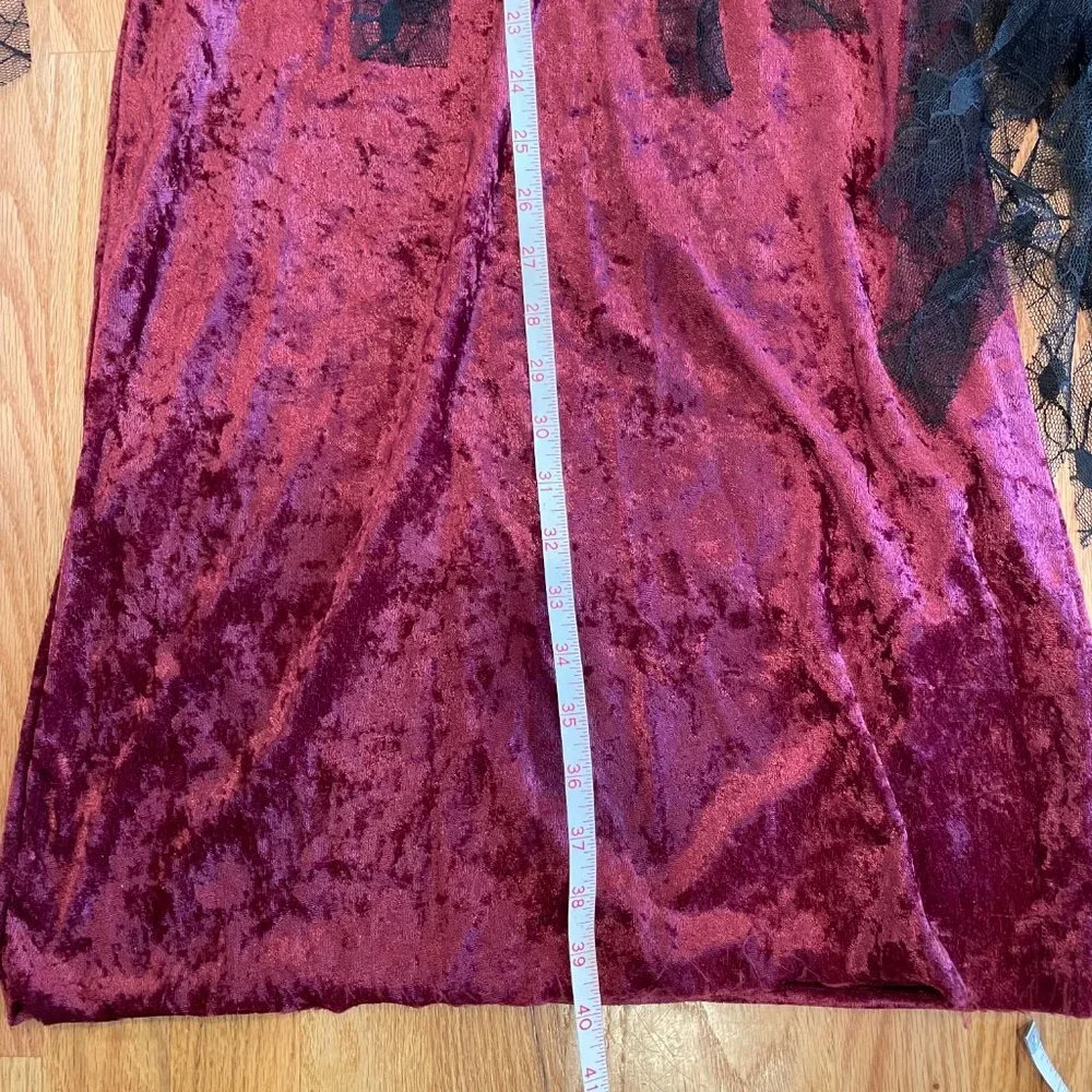 Gothic Rose Maiden One Piece Dress Stand Up Collar Cranberry/Black Girls Med 7-8